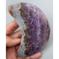 Moon Gemstone Large Half Moon (About 2.75 x 5 inches) - Amethyst Agate Moon Gemstone Large Half Moon (About 2.75 x 5 inches) - Amethyst Agate