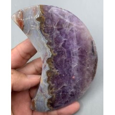Moon Gemstone Large Half Moon (About 2.75 x 5 inches) - Amethyst Agate