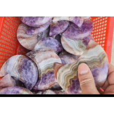 Moon Gemstone Large Half Moon (About 2.25 x 4.25 inches) - Amethyst Agate