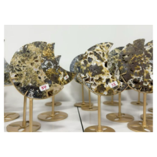 Moon Gemstone Large Half Moon (About 2.25 x 4.25 inches) - Ocean Jasper w display Stand