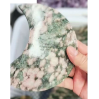 Moon Gemstone Large Half Moon - Mica - Sakura Mica w display stand - ( x inches)