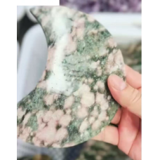 Moon Gemstone Large Half Moon - Mica - Sakura Mica w display stand - ( x inches)