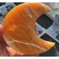 Moon Gemstone Large Half Moon (About 2.75 x 5.5 inches) - Yellow Calcite Moon Gemstone Large Half Moon (About 2.75 x 5.5 inches) - Yellow Calcite