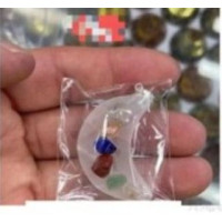 GPK - Selenite Half Moon with Chakra color 7 chips and bail - 10 pcs Pack