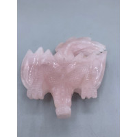 Extra Large Carving - Dragon (Rose Quartz) - About 5.25 x 5 x 1.75 inches H Extra Large Carving - Dragon (Rose Quartz) - About 5.25 x 5 x 1.75 inches H