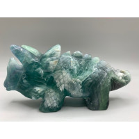Extra Large Carving - Dino Triceratops (About 7.25 x 2 x 3.5 inches H) - Fluorite Extra Large Carving - Dino Triceratops (About 7.25 x 2 x 3.5 inches H) - Fluorite