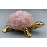 Turtle Shape Holder with Gemstone Body - Rose Quartz