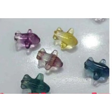 Carvings - Airplane (1.8 cm or about 0.7 inch) in Rainbow Fluorite Mix Stones - 10 pcs pack