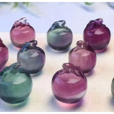 Carvings - Apple (1.8 cm or about 0.7 inch) in Rainbow Fluorite Mix Stones - 10 pcs pack