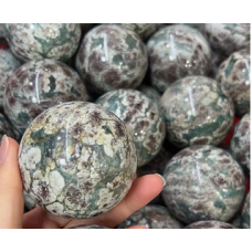 Gemstone Sphere - Green Sakura - Style 1 (About 55mm or 2 inch)