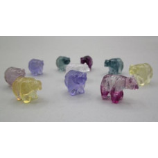 Carvings - Bear (1.8 cm or about 0.7 inch) in Rainbow Fluorite Mix Stones - 10 pcs pack