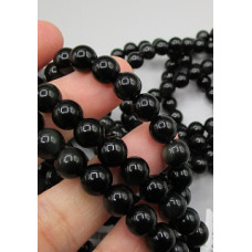 8 mm XL 8.5 inch Round Bead Bracelet - 10 pcs pack - Black Obsidian