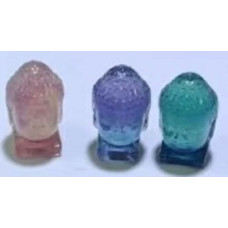 Carvings - Buddha Head (1.8 cm or about 0.7 inch) in Rainbow Fluorite Mix Stones - 10 pcs pack