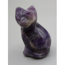 Cat Sitting 1.5 Inch Figurine - Amethyst Banded