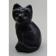 Cat Sitting 1.5 Inch Figurine - Blue Goldstone