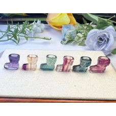 Carvings - Christmas Stocking (1.8 cm or about 0.7 inch) in Rainbow Fluorite Mix Stones - 10 pcs pack