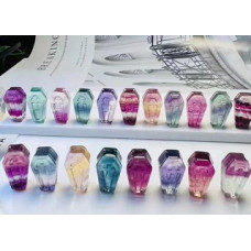 Carvings - Coffin (1.8 cm or about 0.7 inch) in Rainbow Fluorite Mix Stones - 10 pcs pack