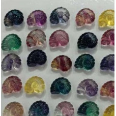 Carvings - Ammonite (1.8 cm or about 0.7 inch) in Rainbow Fluorite Mix Stones - 10 pcs pack