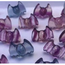 Carvings - Bat (1.8 cm or about 0.7 inch) in Rainbow Fluorite Mix Stones - 10 pcs pack