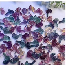 Carvings - Candy Cane (1.8 cm or about 0.7 inch) in Rainbow Fluorite Mix Stones - 10 pcs pack