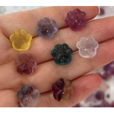 Carvings - Cat Paws (1.8 cm or about 0.7 inch) in Rainbow Fluorite Mix Stones - 10 pcs pack