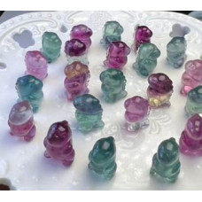 Carvings - Dinosaurs (1.8 cm or about 0.7 inch) in Rainbow Fluorite Mix Stones - 10 pcs pack