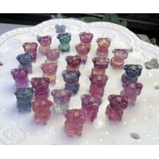 Carvings - Dog Pug (1.8 cm or about 0.7 inch) in Rainbow Fluorite Mix Stones - 10 pcs pack