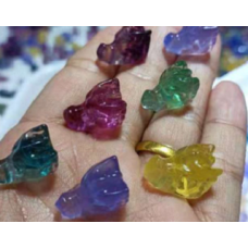 Carvings - Dragon Head (1.8 cm or about 0.7 inch) in Rainbow Fluorite Mix Stones - 10 pcs pack