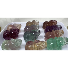 Carvings - Elephant (about 4 cm or 1.5 inch) in Rainbow Fluorite 