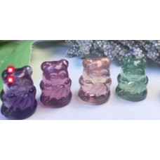 Carvings - Panda (1.8 cm or about 0.7 inch) in Rainbow Fluorite Mix stones - 10 pcs pack