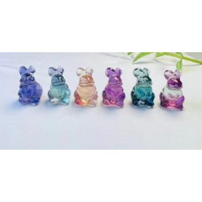 Carvings - Peter Rabbit (1.8 cm or about 0.7 inch) in Rainbow Fluorite Mix Stones - 10 pcs pack