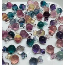 Carvings - Shark (1.8 cm or about 0.7 inch) in Rainbow Fluorite Mix Stones - 10 pcs pack