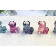 Carvings - Skates (1.8 cm or about 0.7 inch) in Rainbow Fluorite Mix Stones - 10 pcs pack