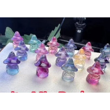 Carvings - Witches (1.8 cm or about 0.7 inch) in Rainbow Fluorite Mix Stones - 10 pcs pack