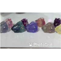 Carvings - Rabbit (about 15x20mm) in rainbow Fluorite Mix stones - 10 pcs pack