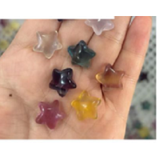 Carvings - Star (about 15x15mm) in rainbow Fluorite Mix stones - 10 pcs pack