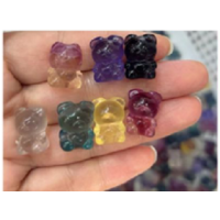 Carvings - Teddy Bear (about 15x20mm) in rainbow Fluorite Mix stones - 10 pcs pack