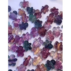 Carvings - Gingerbread Man (1.8 cm or about 0.7 inch) in Rainbow Fluorite Mix Stones - 10 pcs pack