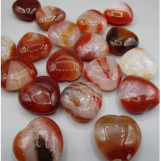 Small Gemstone Heart - 24 pcs pack (Puff - about 1 x 1.25 inch) - Carnelian Agate 