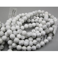 8 mm XL 8.5 inch Round Bead Bracelet - 10 pcs pack - Howlite White