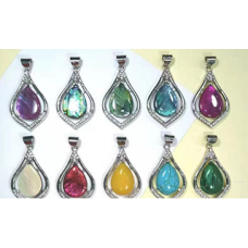 GPK Teardrop shape Gems in Teardrop Pendant (About 1 inch) - 10 pcs mix with Amethyst, Lapis, Blue Goldstone, Rose Quartz, Aventurine, Black onyx, and opalite stone pack