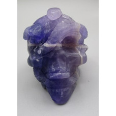 Extra Large Carving - Skull ( about 3 inches in Height) with Snake - Fluorite (Purple)