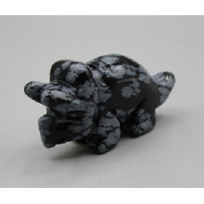 Dinosaur (Triceratops) 1.5 Inch Figurine - Snowflake Obsidian