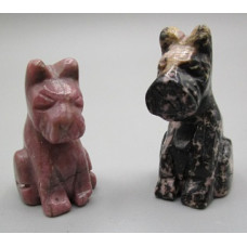 Dog (Schnauzer Sitting) 1.5 Inch Figurine - Rhodonite