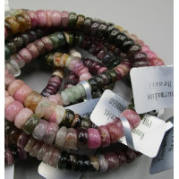 6 mm Gemstone Roundel Bead Bracelet - 10 pcs pack - Tourmaline