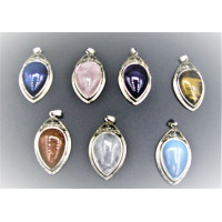 GP Teardrop - Framed Teardrop  Gemstone Pendant - Assorted Stone Available