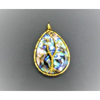 GP Teardrop - Abalone Teardrop Style With Gold Plated Tree Wire pendant - 2 inch Style 4