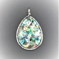 GP Teardrop - Abalone Teardrop Style With Silver Plated Tree Wire pendant - 2 inch Style 1