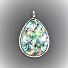 GP Teardrop - Abalone Teardrop Style With Silver Plated Tree Wire pendant - 2 inch Style 1