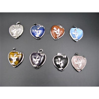 GP Heart - Gemstone Heart with Rose Pendant - Assorted stones available